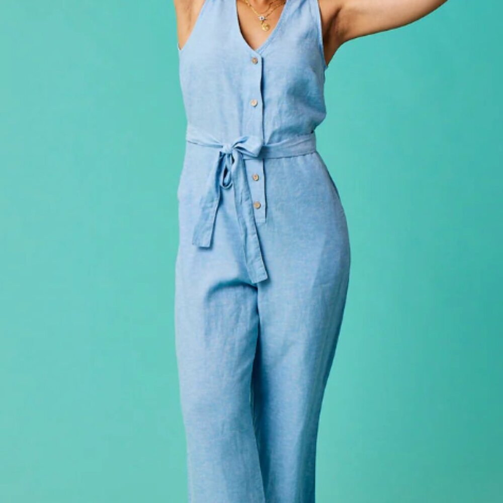 Carve Designs Bonfire Jumpsuit - Light Royal Chambray, Size M